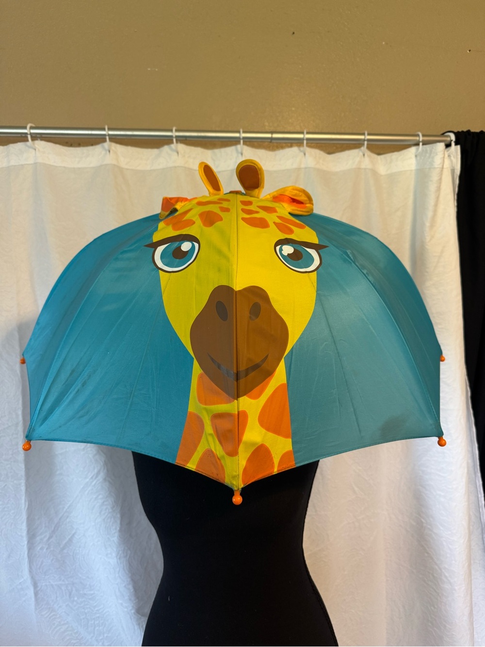 Kids Teal Giraffe Umbrella - Cute Giraffe Hood
